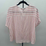 Banana Republic Women's Size L coral Stripe Short Sleeve Shirt