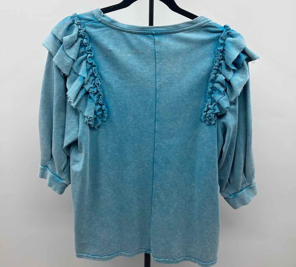 Umgee Women's Size L Turquoise Textured Long Sleeve Shirt