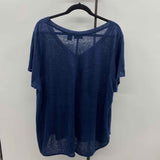 Tahari Women's Size 2X Navy Solid Short Sleeve Shirt