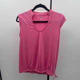 Eleven Women's Size L Pink Solid Short Sleeve Shirt