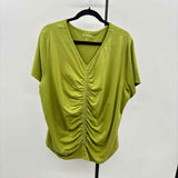 North Style Women's Size 2X Green Solid Short Sleeve Shirt