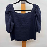 Loft Women's Size XL Navy Eyelet Long Sleeve Shirt