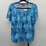 Hearts of Palm Women's Size L Blue Heathered Short Sleeve Shirt
