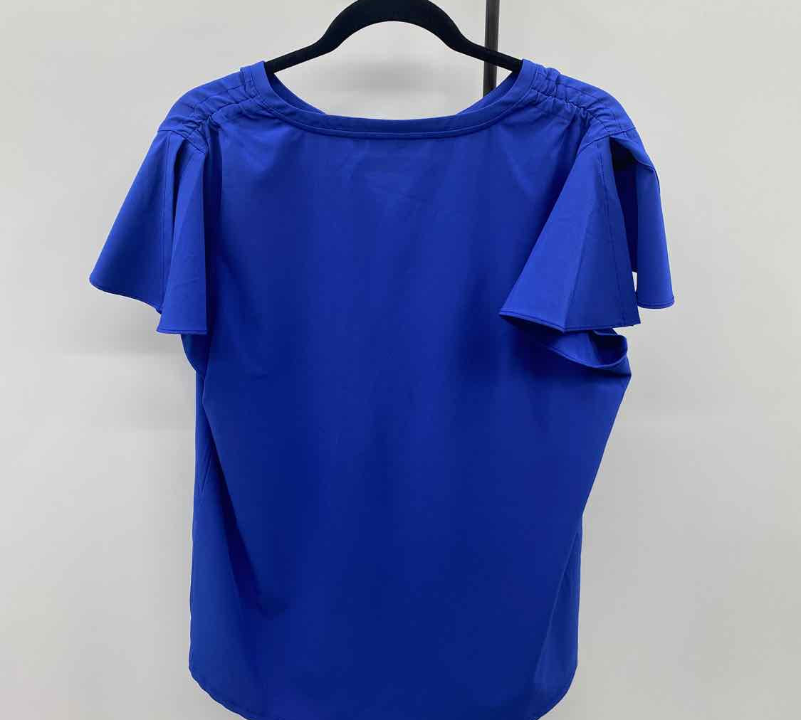 Chico's Women's Size S Blue Solid Short Sleeve Shirt