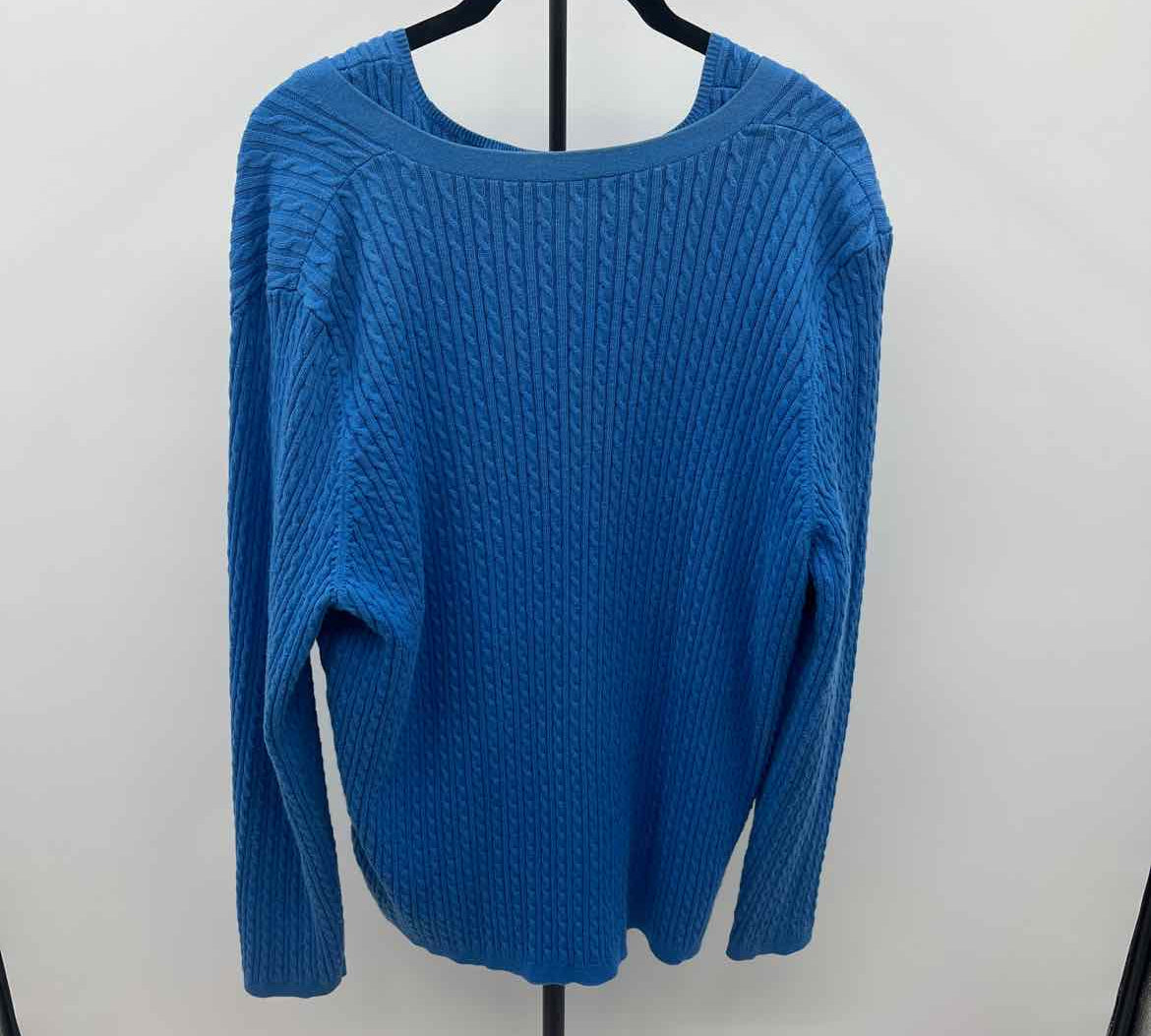 Ralph Lauren Women's Size 1X Blue Cable Knit Long Sleeve Shirt