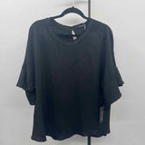 Doe & Rae Women's Size L Black Solid Short Sleeve Shirt