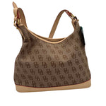 DOONEY & BOURKE Brown Signature  Jacquard HOBO Bag Purse w/Vachetta Leather Trim