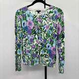 Talbots Women's Size MP Green Floral Cardigan