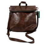 Front PATRICIA NASH Brown Leather LUZILLE FoldOver Convertible Crossbody BackPack Purse