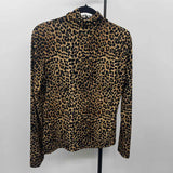 Mixit Women's Size L Brown Animal Print Long Sleeve Shirt
