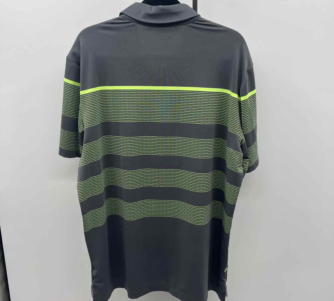 Adidas Men's Size XL Charcoal Striped Short Sleeve Shirt