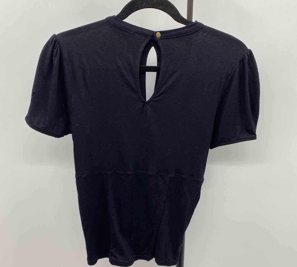 Free People Women's M Black Solid Short Sleeve Shirt