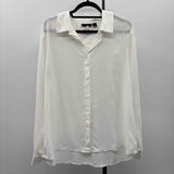 Halogen Women's Size M White Solid Long Sleeve Shirt
