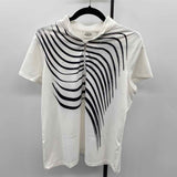 Chico's Women's Size L White lines Short Sleeve Shirt