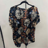 Wishlist Women's Size L Black Floral Short Sleeve Shirt