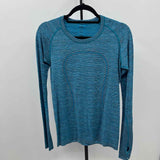 Lululemon Junior's Size M Turquoise Stripe Long Sleeve Shirt