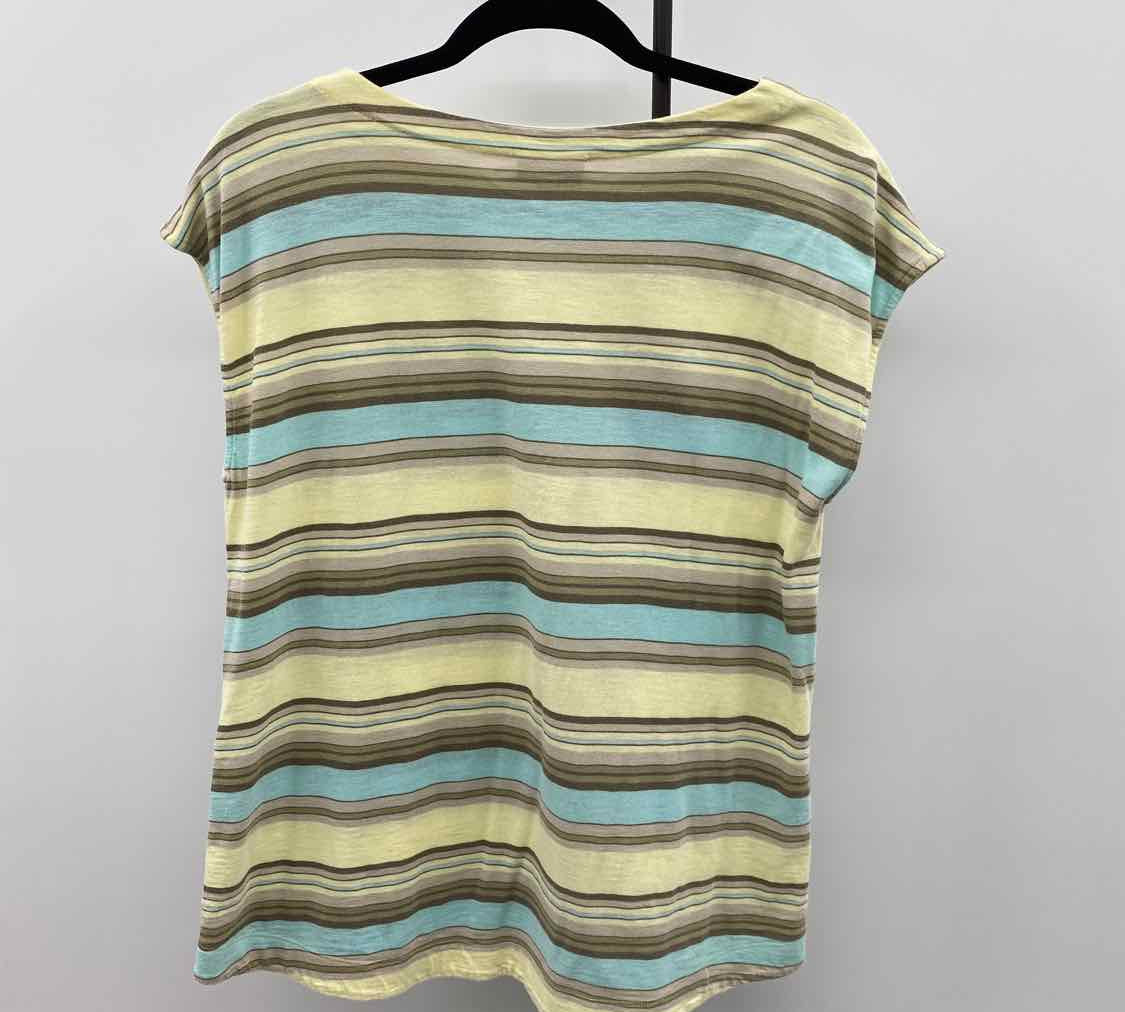 JJill Women's Size M Yellow Stripe Short Sleeve Shirt