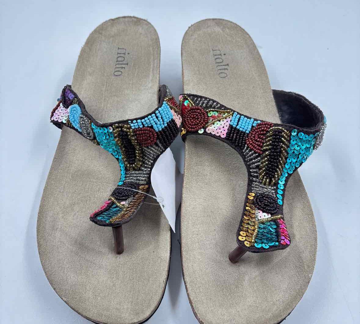 Rialto Women's Shoe Size 10 Brown Beaded Sandals