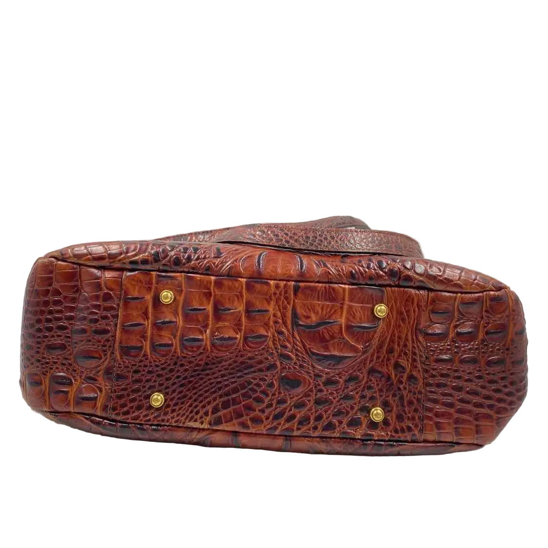 Bottom BRAHMIN Pecan Melbourne Brown Croc-Embossed COLLETTE Handled Shoulder Bag Purse