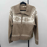Marled Women's Size L Tan Snowflakes Cardigan