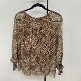 Tempo Paris Women's Size M Brown Animal Print Long Sleeve Shirt
