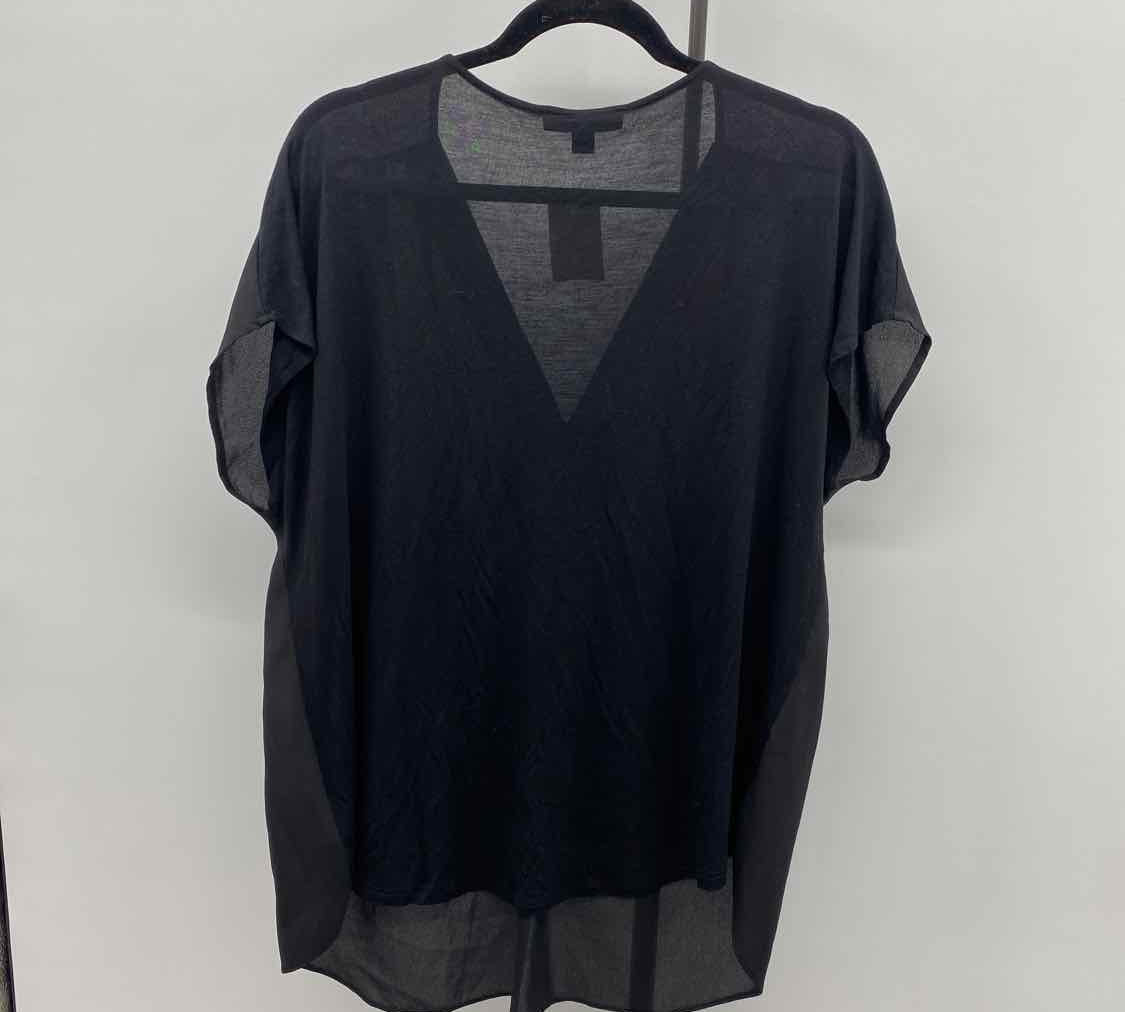 Inc Women's Size XL Black Solid Short Sleeve Shirt
