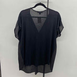 Inc Women's Size XL Black Solid Short Sleeve Shirt