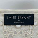Lane Bryant Women's Size L Ivory Eyelet Short Sleeve Shirt