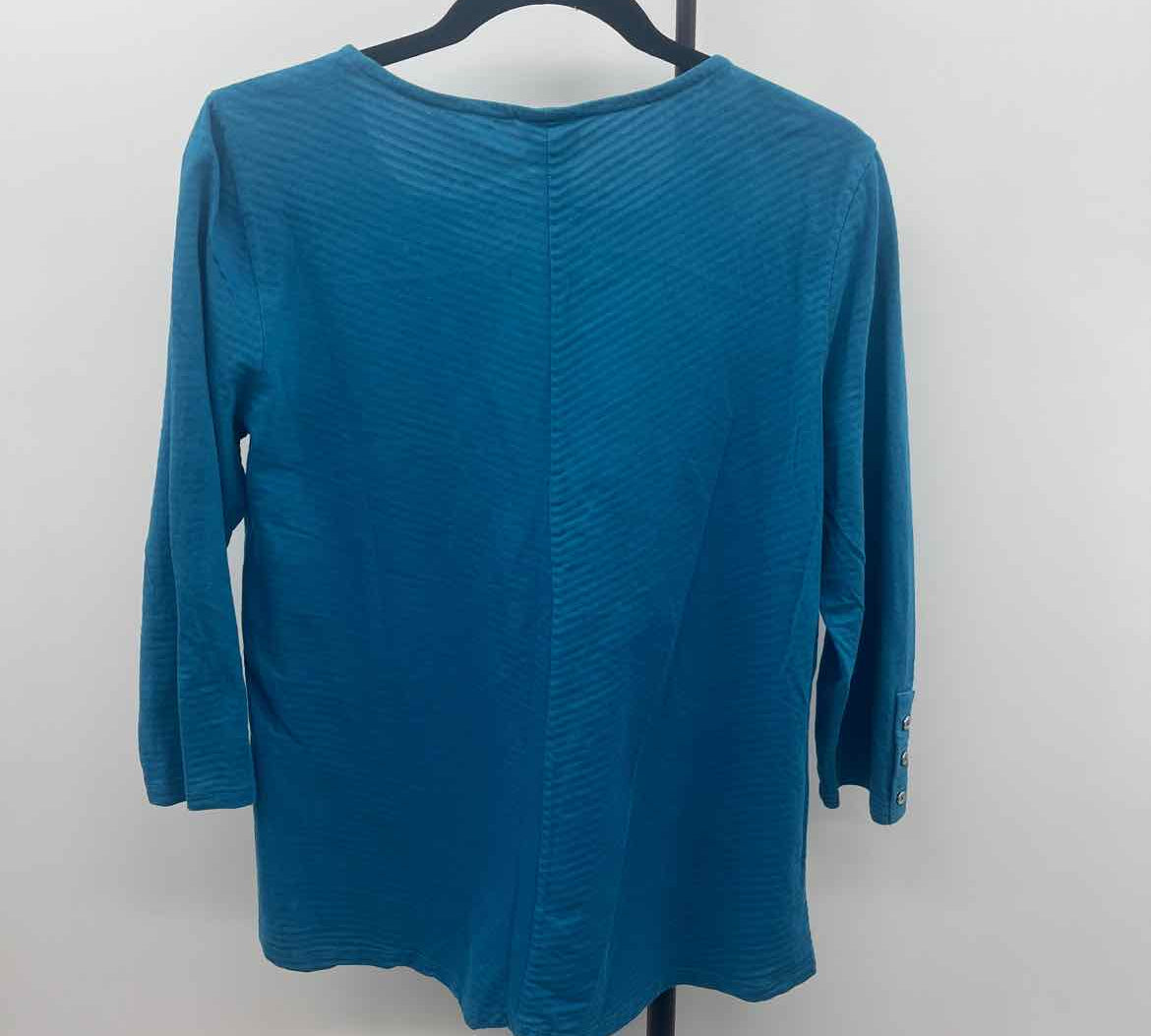 Chico's Women's Size M Blue Stripe Long Sleeve Shirt