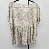 Lucky Brand Women's Size XL Ivory Floral Short Sleeve Shirt
