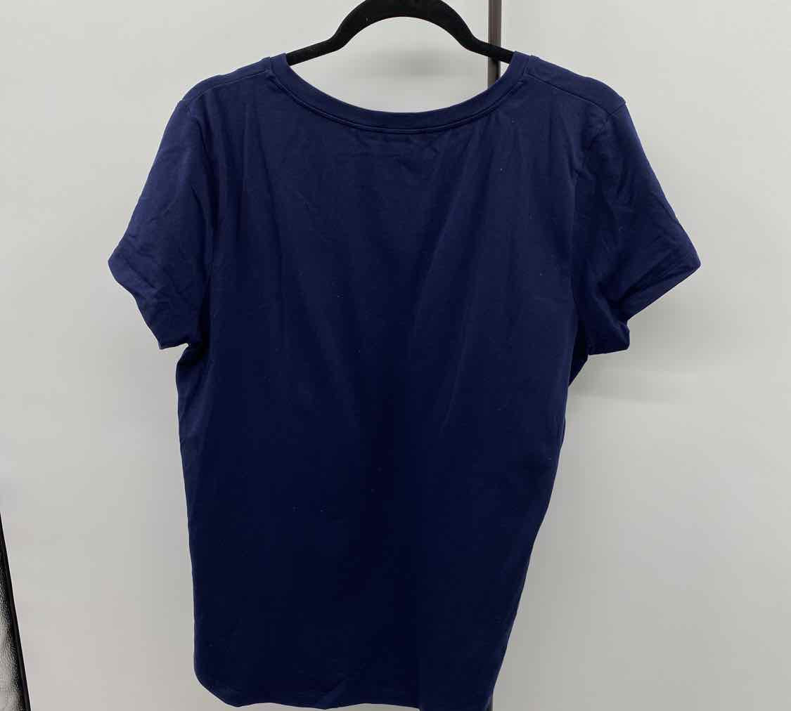 Chico's Women's Size XL Navy Sequins Short Sleeve Shirt