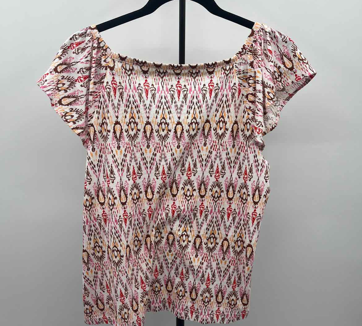 Loft Women's Size L Brown Aztec Short Sleeve Shirt