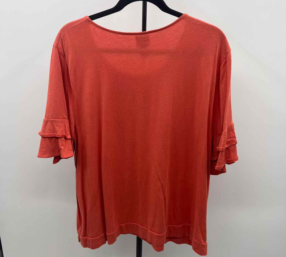 Chico's Women's Size XXL Pumpkin Solid Short Sleeve Shirt