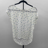 Olive & Oak Women's Size S White Floral Short Sleeve Shirt