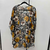 Emory Park Women's Size XXL Black Floral Cardigan