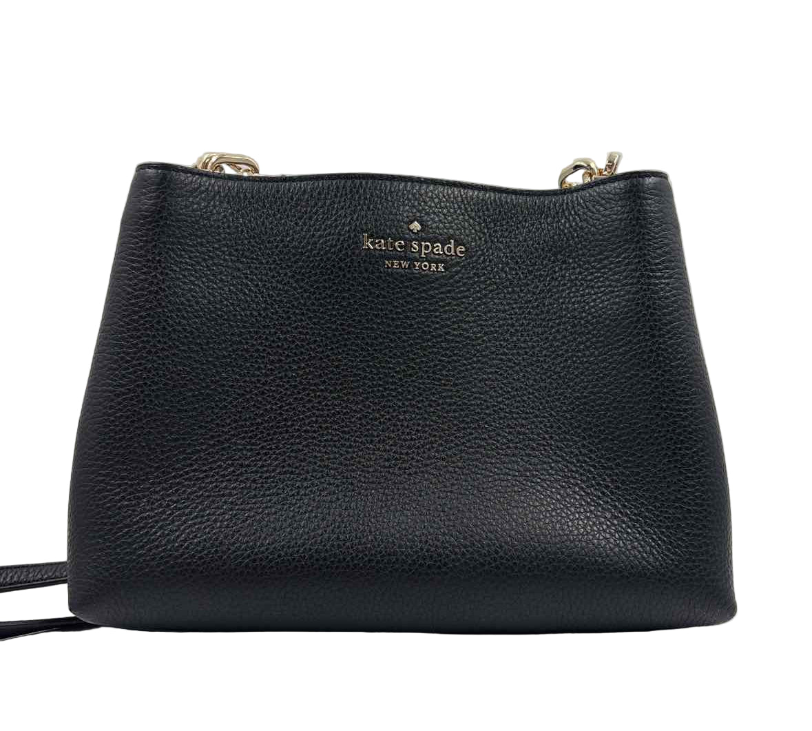 KATE SPADE Black Pebbled Leather Convertible Chain Shoulder Strap & Optional Crossbody