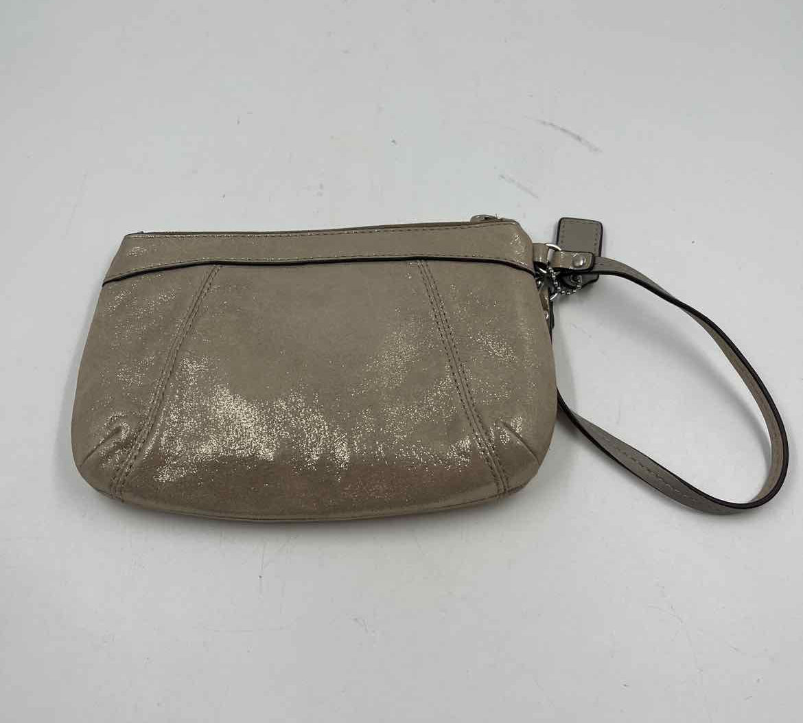 Coach Women's Taupe Luxe Shimmer Wristlet