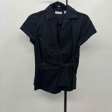 New York & Co. Women's Size S Black Solid Short Sleeve Shirt