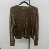 Kimberly C. Women's Size L Olive Solid Long Sleeve Shirt