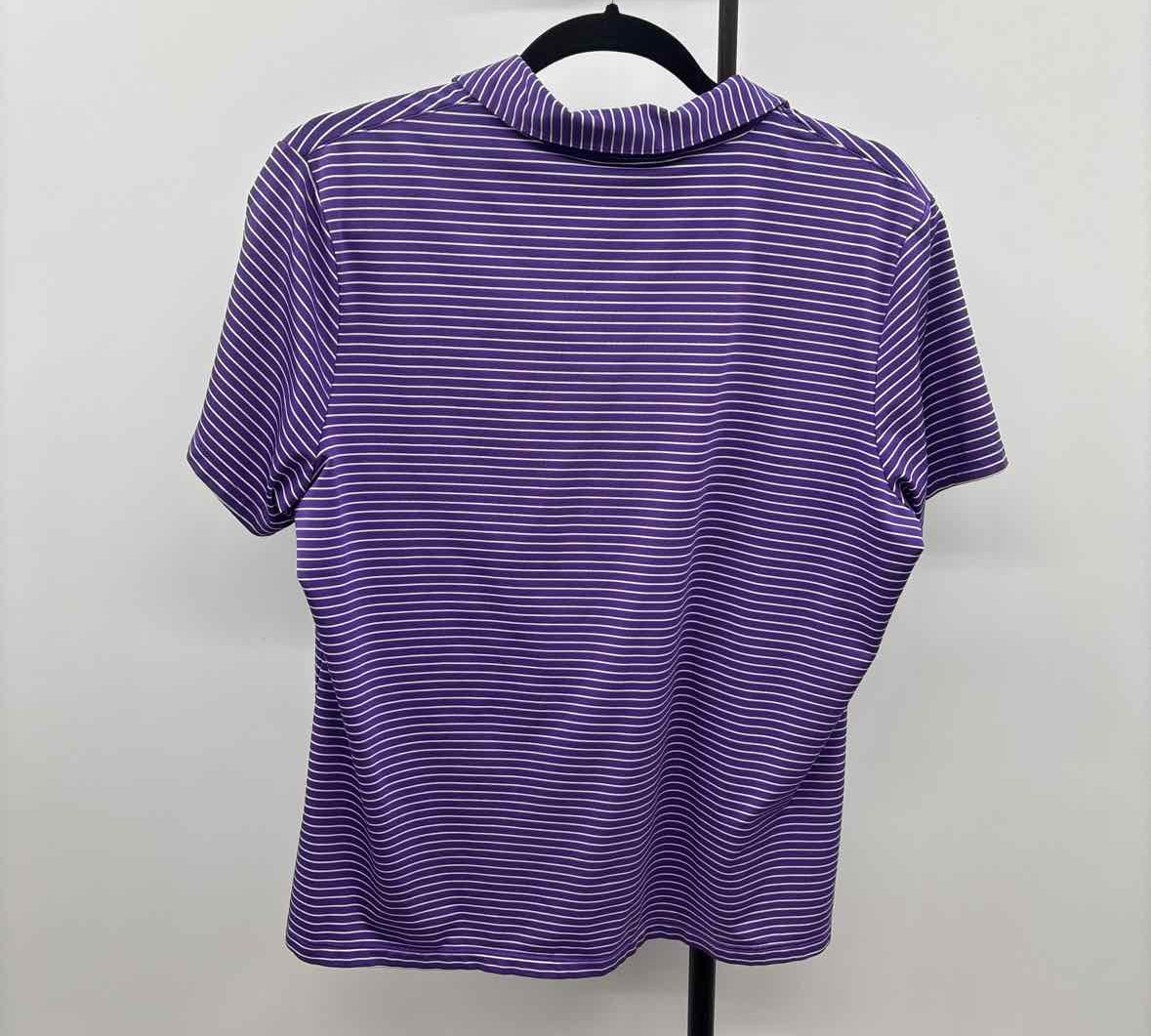 Lady Hagen Women's Size XL Purple Stripe Short Sleeve Shirt