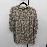 Claiborne Men's Size 3XL Tan Rayon Leaf Short Sleeve Shirt