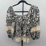 Christian Siriano Women's Size M Black Floral Long Sleeve Shirt