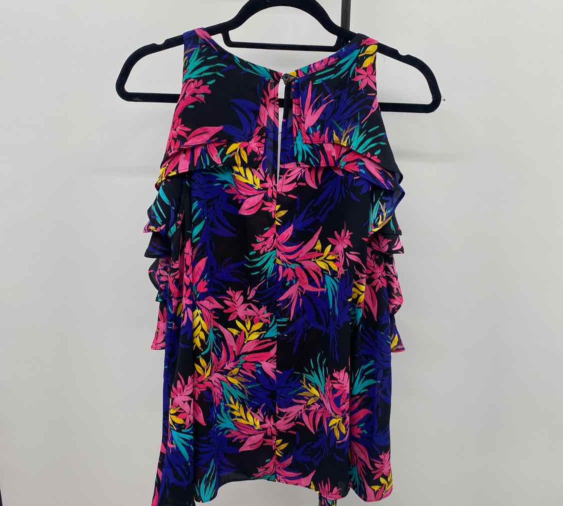 Bold Elements Women's Size L Black Floral Short Sleeve Shirt