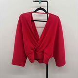 Anthropologie Women's Size M Red Pleated Long Sleeve Shirt