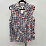 Charter Club Women's Size XL Navy Checkered Sleeveless Shirt