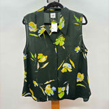 CABI Women's Size L Green Floral Sleeveless Shirt