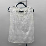 Liz Claiborne Women's Size L White Grid Sleeveless Shirt