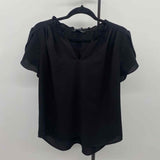 41 Hawthorn Women's Size L Black Solid Short Sleeve Shirt