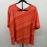 CJ Banks Women's Size 2X Orange Textured Short Sleeve Shirt