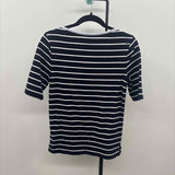 Ralph Lauren Women's Size L Navy Stripe Short Sleeve Shirt